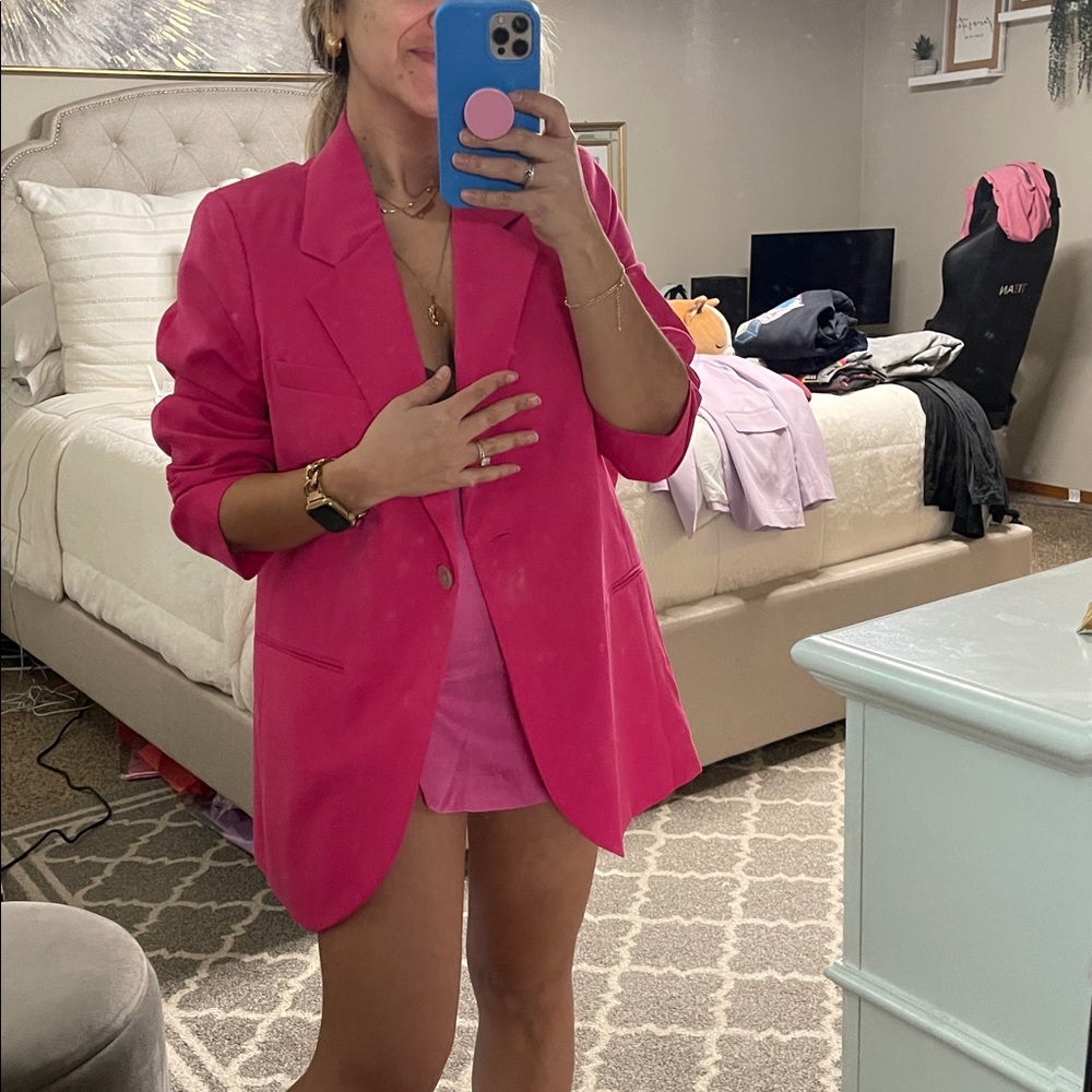 NWT Women’s Hot Pink Single-Button Blazer Jacket